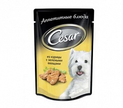 Корм для собак CESAR (ЦЕЗАРЬ) из курицы с зелеными овощами (100 гр) 24 шт в упак