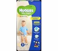 Подгузники HUGGIES Ultra Comfort для мальчиков 5 (12-22 кг) 64 шт