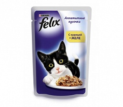 Корм для кошек ФЕЛИКС (FELIX Sensations) с индейкой в желе (85 гр) 24 шт в упак