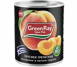 Персики консервированные GREEN RAY Греческие половинки в сиропе, 850г
