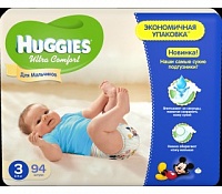 Подгузники HUGGIES Ultra comfort для мальчиков 3 (5-9 кг) 94 шт