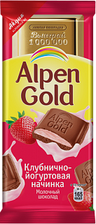 Шоколад Alpen Gold молочный клубника с йогуртом