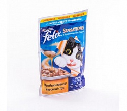 Корм для кошек ФЕЛИКС (FELIX Sensations) с треской в соусе с томатами (85 гр) 24 шт в упак