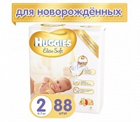 Подгузники HUGGIES Elite Soft 2 (4-7 кг) 88 шт