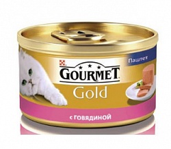 Консервы для кошек GOURMET Gold (ГУРМЭ) паштет с говядиной (85 гр) 24 шт в упак