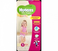 Подгузники HUGGIES Ultra Comfort для девочек 5 (12-22 кг) 64 шт