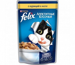 Корм для кошек ФЕЛИКС (FELIX Sensations) с курицей в желе (85 гр) 24 шт в упак