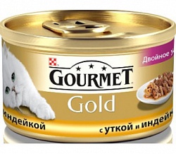Консервы для кошек GOURMET Gold (ГУРМЭ) с уткой и индейкой (85 гр) 24 шт в упак
