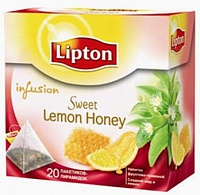 Чай LIPTON Фруктовая коллекция  Lemon Honey  (Мед, лимон) в пирамидках (20 пак)
